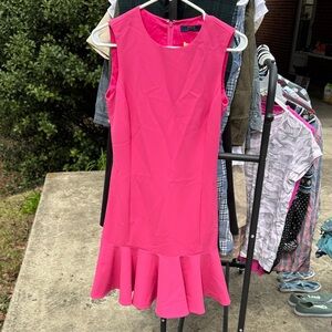Polo by Ralph Lauren Hot Pink Strapless-Look Ruffle Hem Dress